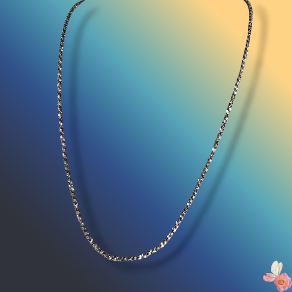 Italy 925 Sterling Silver Black & Silver Twist Rope Chain Necklace 20” – 540